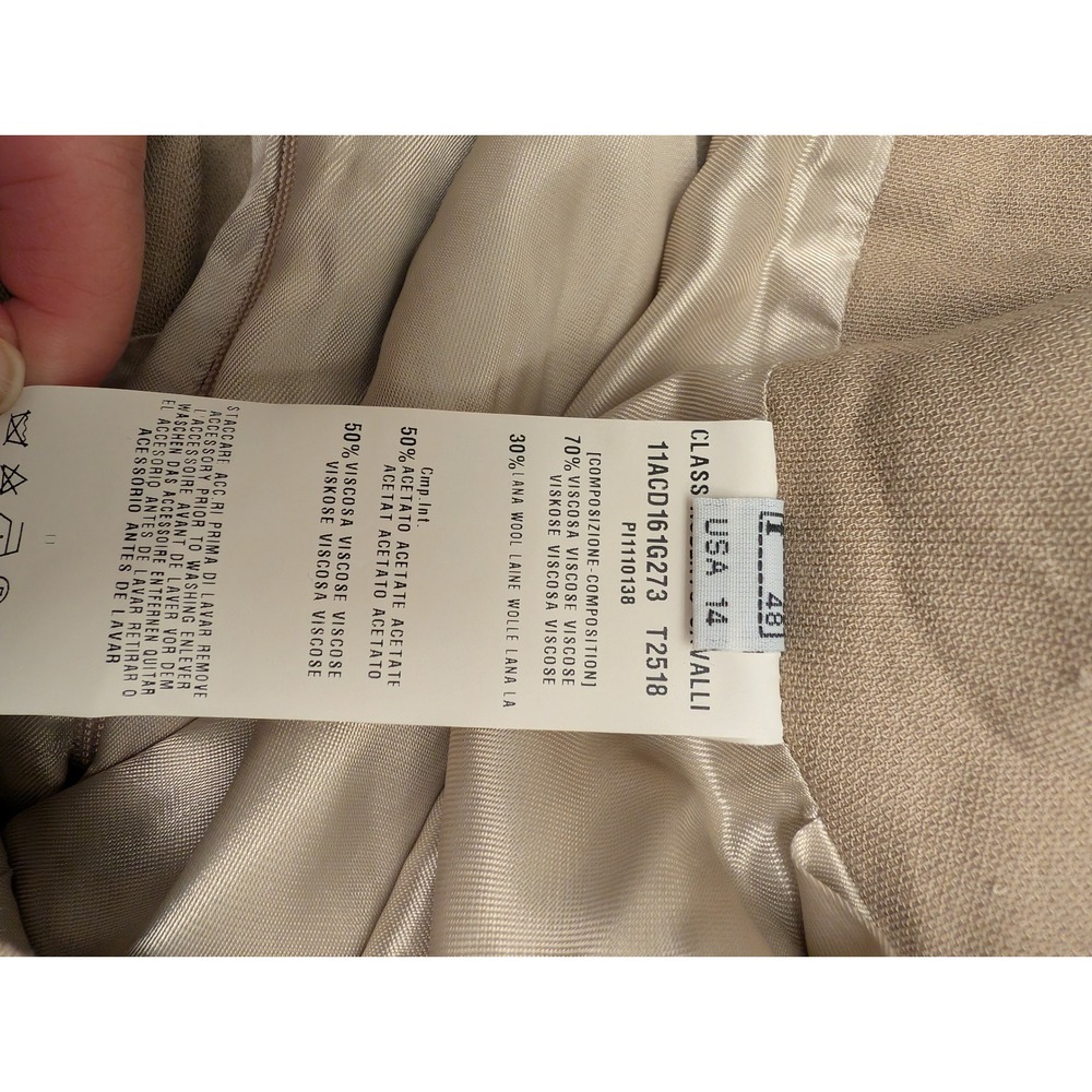 Vintage Class Roberto Cavalli Beige Pleated Belted Skirt Knee Length Wool Blend - Picture 5 of 8